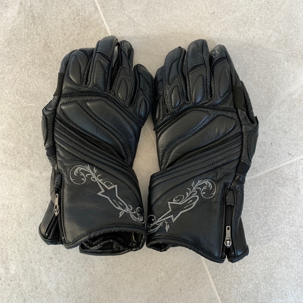 Alpinestars Black Leather Motorcycle Gloves